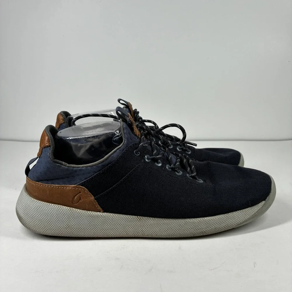 OluKai Nanea Li Men's US 10 Navy Blue Canvas Lace-Up Casual Sneakers 10485-TFVI